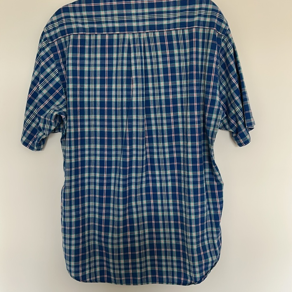 Brooks Brothers Sport Shirt Blue Medium‎ Short Sleeve Plaid Cotton Button Down - Picture 5 of 5